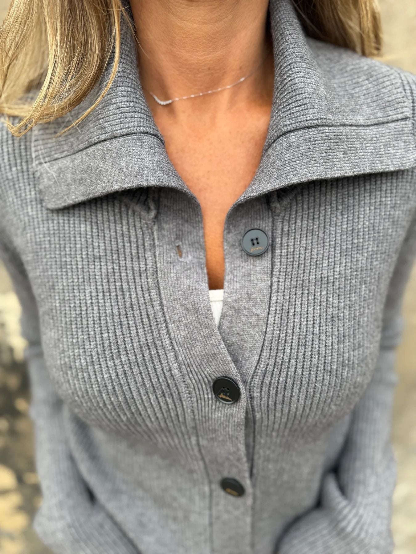 Loose Cropped Button Lapel Sweater Jacket