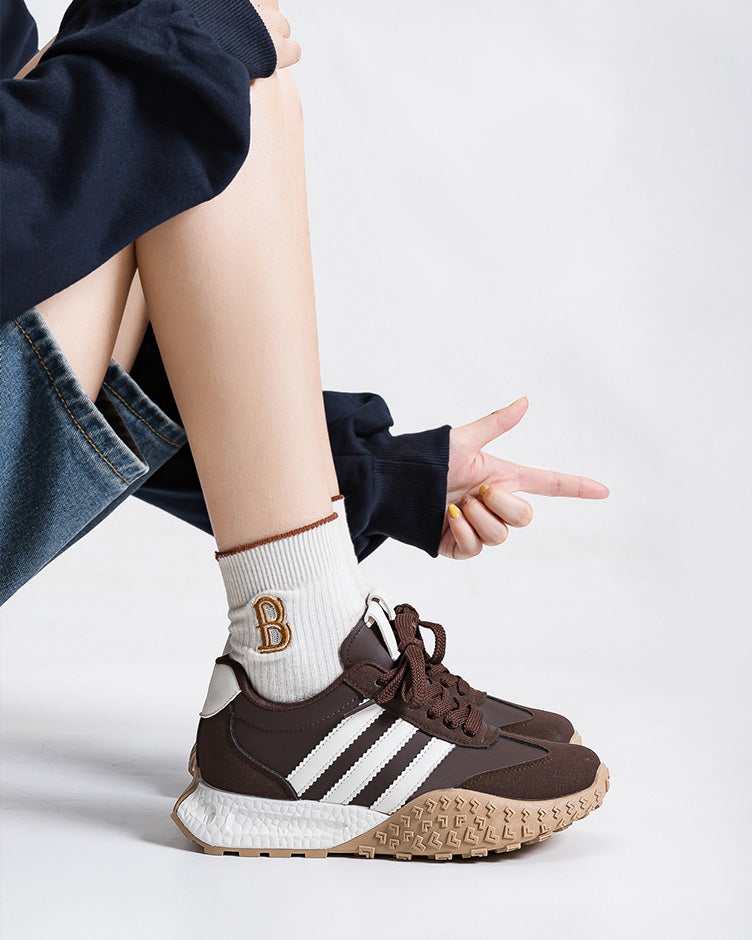 Foam Sole Hidden Wedge  Retro Running Sneakers