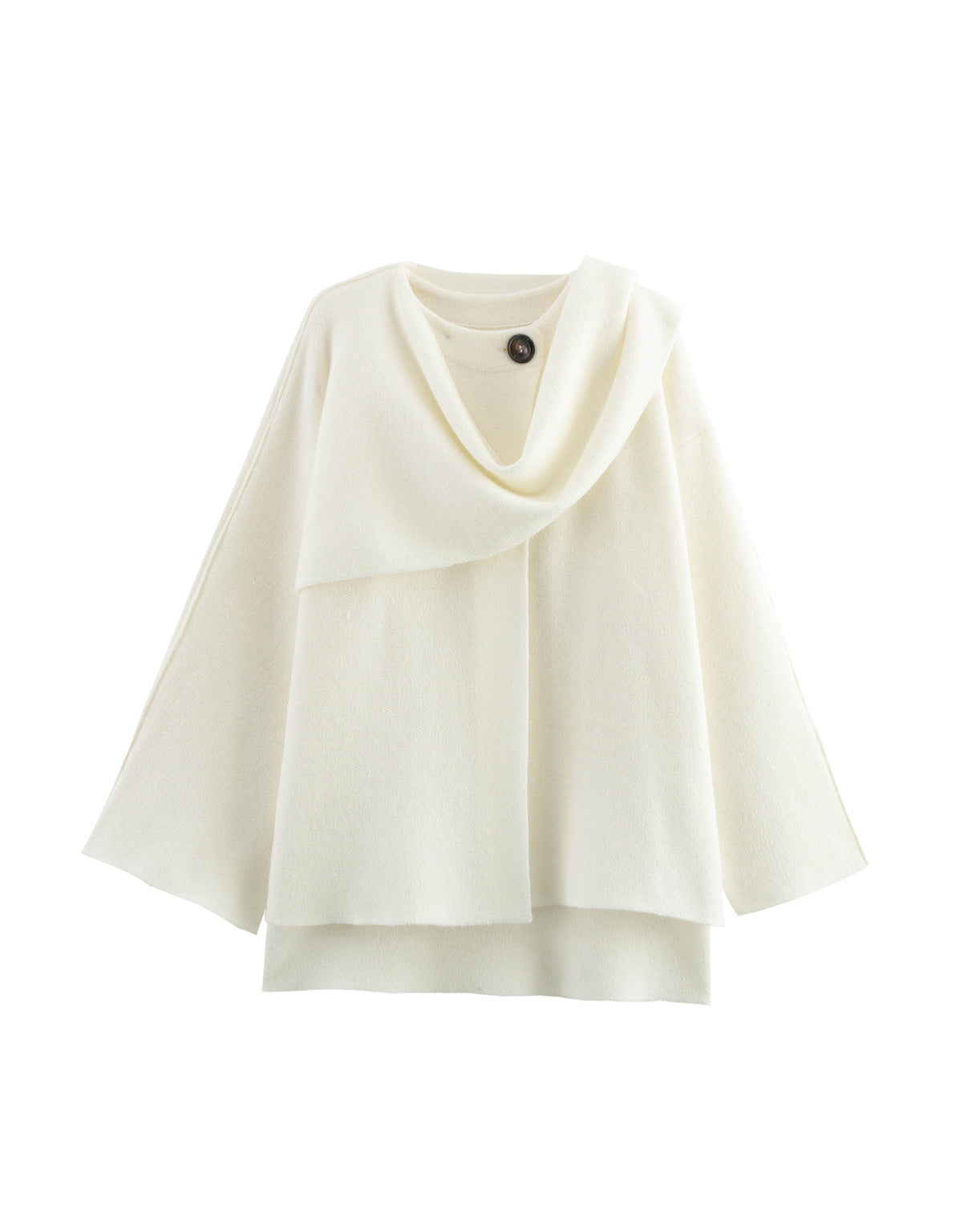 Asymmetric scarf cropped knitted coat