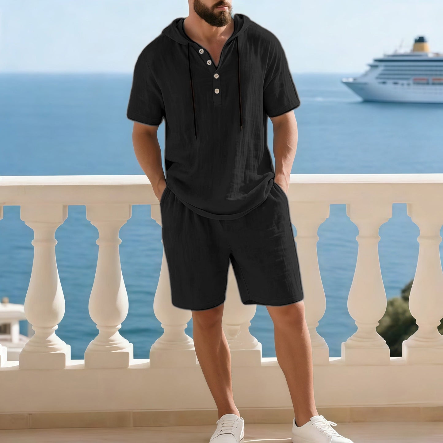 Hochwertiges Sommer-Zweiteiler-Set für Herren | Lässiges Kurzarmhemd + Shorts【Kostenloser Versand】