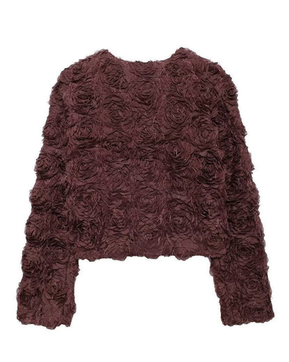 Spring Garden Round Neck Floral Cropped Jacket