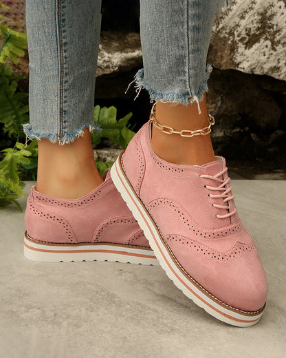 Retro suede round toe foam platform loafers