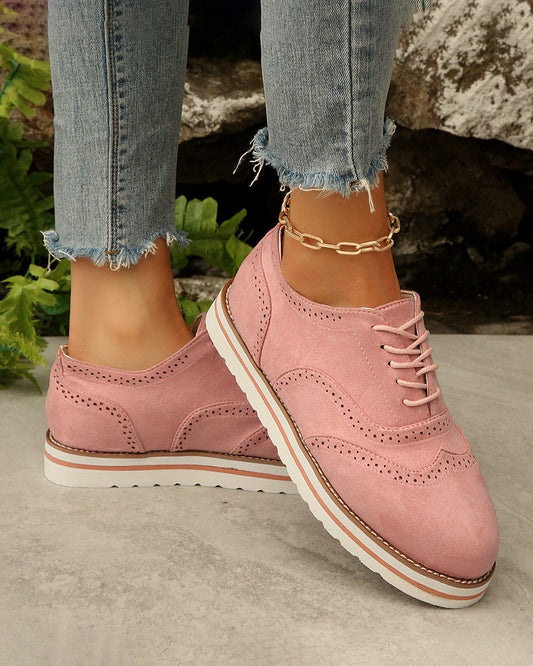 Retro suede round toe foam platform loafers