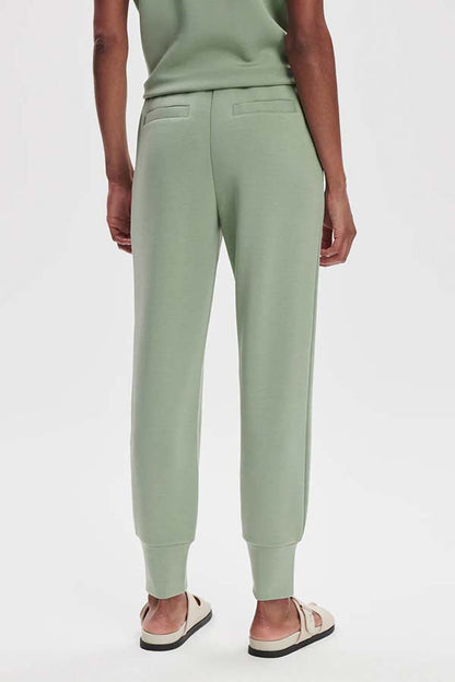 Stand-up collar half-zip short-sleeve top and tapered sweatpants two-piece set