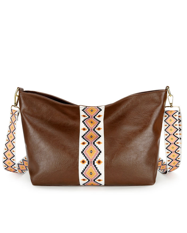 Bohemian woven strap crossbody messenger bag