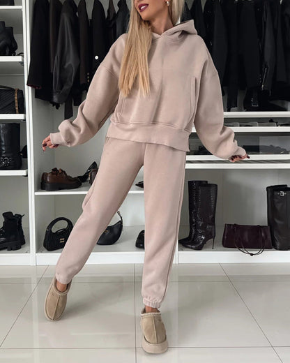 Coffee Run Hooded sweatshirt and cropped pants two-piece set