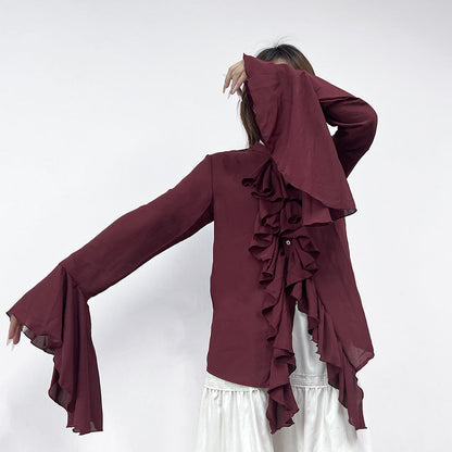 Wide Cuffs and Ruffles Long sleeve Light Shirt