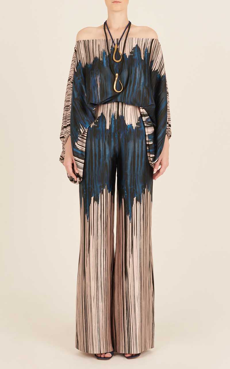 Multicolor Off-Shoulder Tie-Dye Jumpsuit with Wide Legs for Women - Rachele