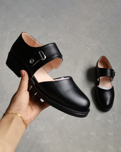 Low-heeled square-heeled round-toed Mary Jane Shoes