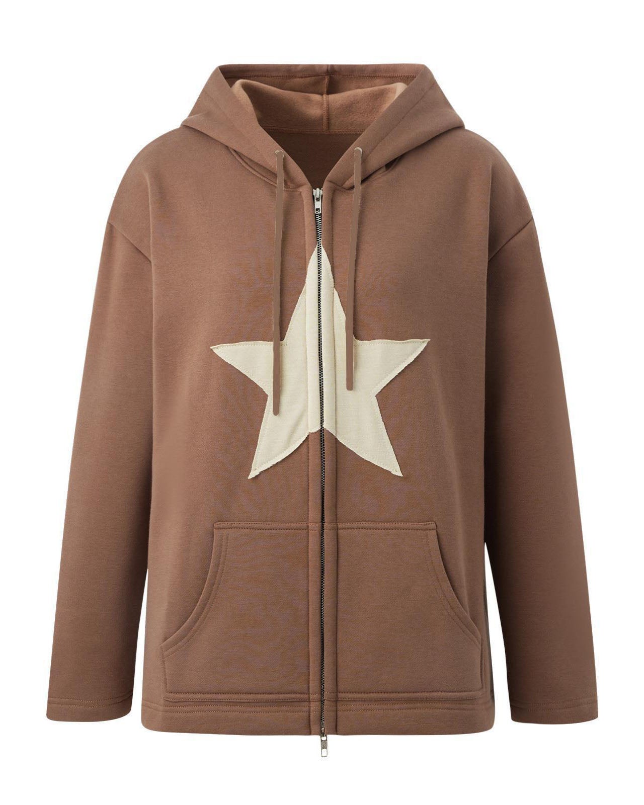 Patch pentagram hooded sweatshirt