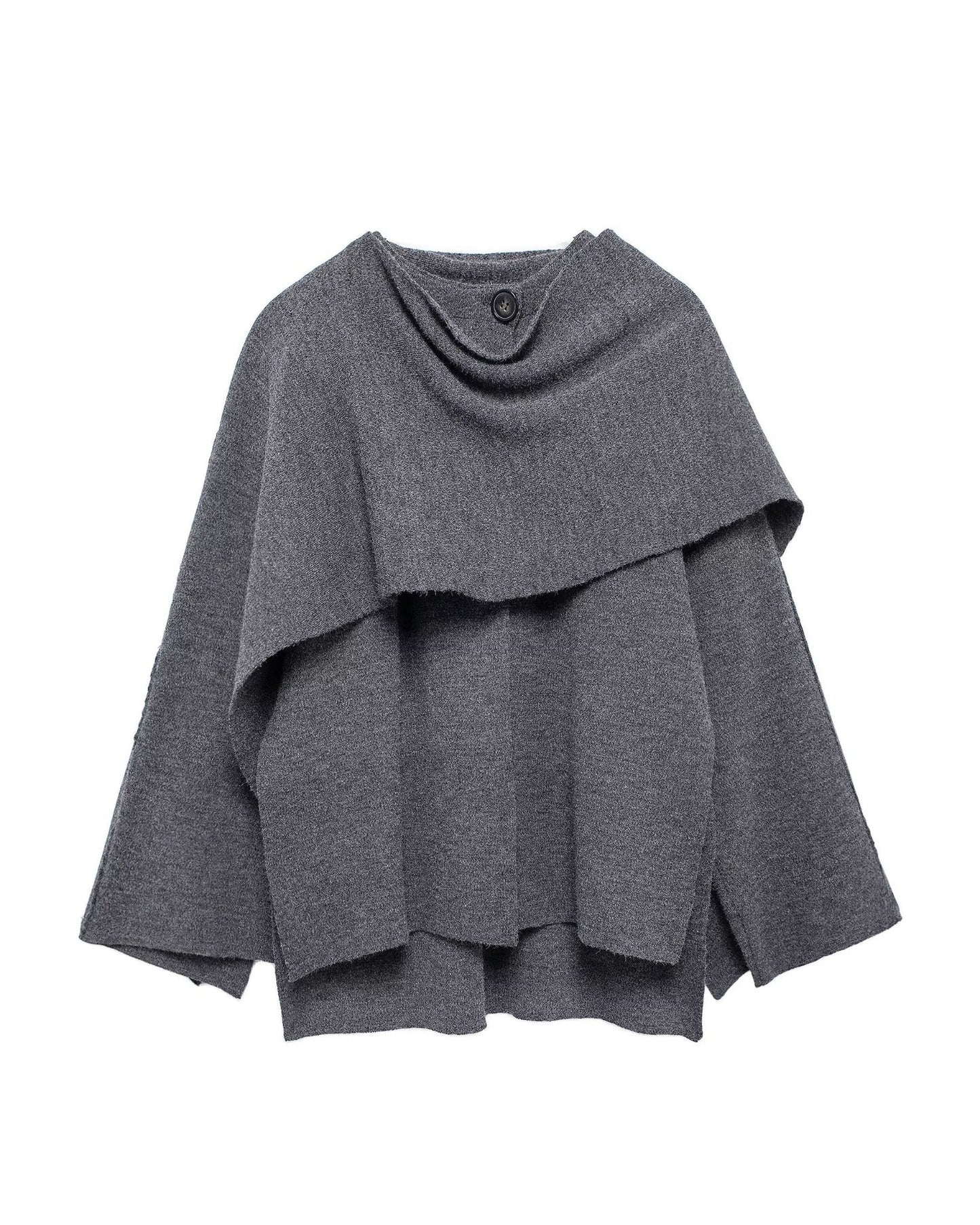 Asymmetric scarf cropped knitted coat