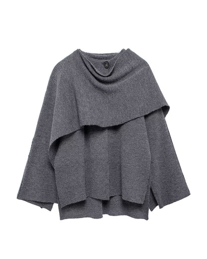 Asymmetric scarf cropped knitted coat