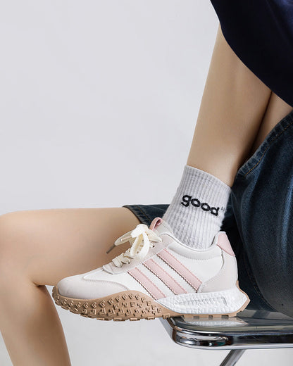 Foam Sole Hidden Wedge  Retro Running Sneakers