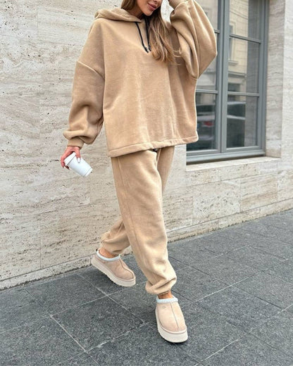 Campus Crew Polar fleece hooded sweatshirt and sweatpants two-piece set