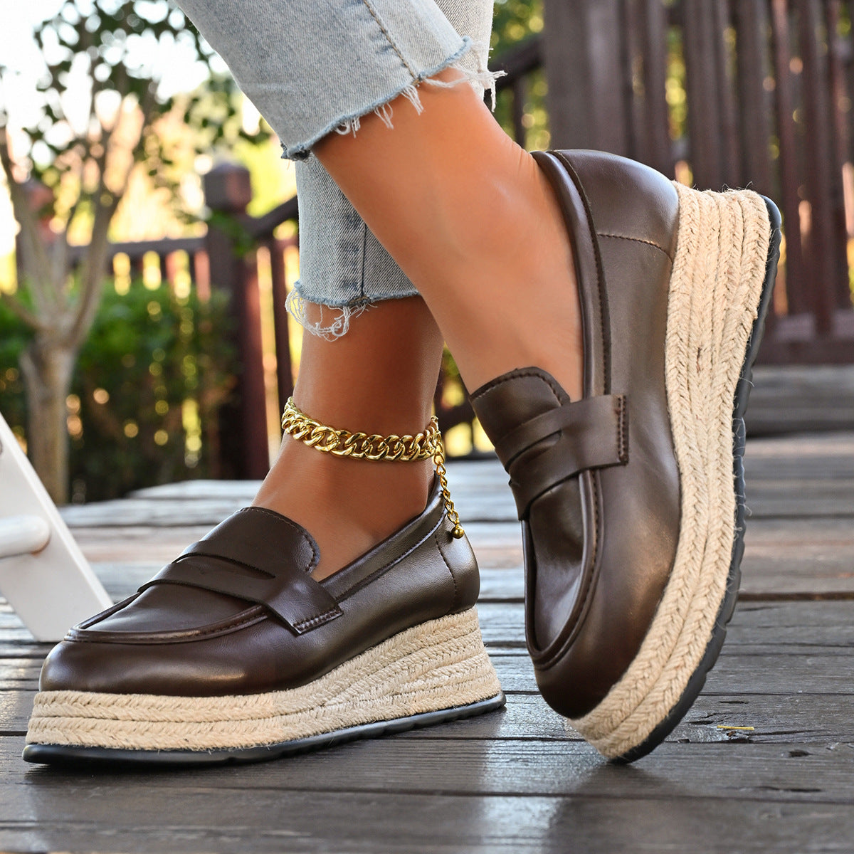 Chic Wedge Espadrilles Slip-On Loafers