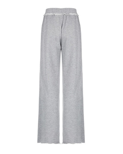 Gray Waist lace loose sweatpants