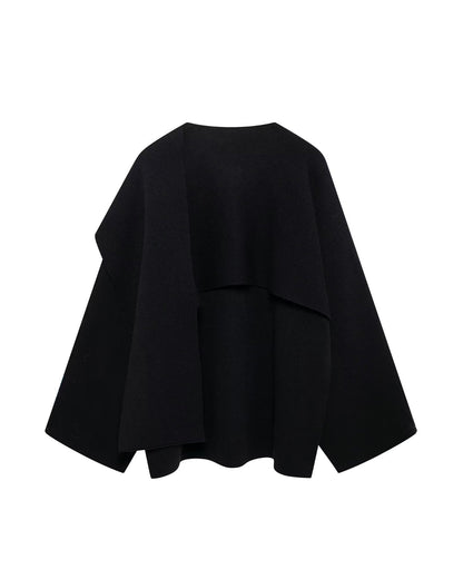 Asymmetric scarf cropped knitted coat