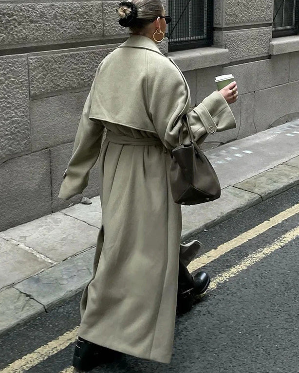 Norwegian Fjord Long woolen trench coat