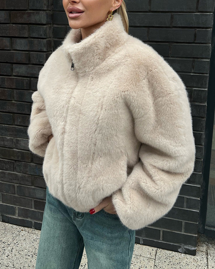 Transylvania Fall Stand collar short plush coat