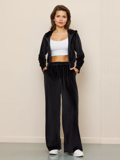 Street Minimalism Fleece hooded sweatshirt and sweatpants two-piece set