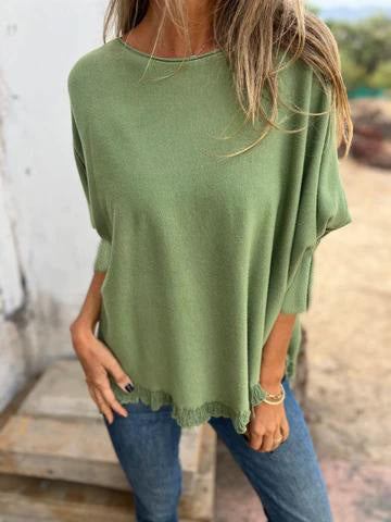 Long-sleeved fungus lace knit top