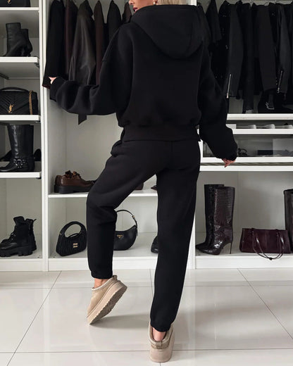 Coffee Run Hooded sweatshirt and cropped pants two-piece set