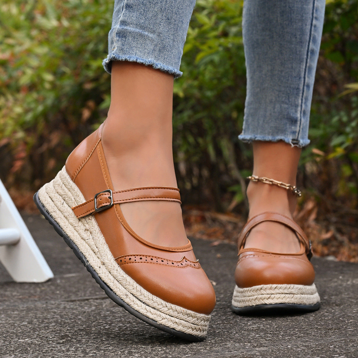 Retro Wedge Espadrilles Mary Jane Shoes