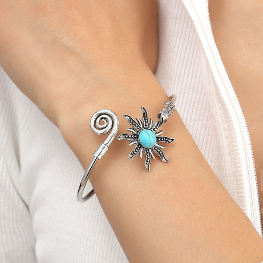 Böhmische Vintage Sonnenblumen Armband Blau