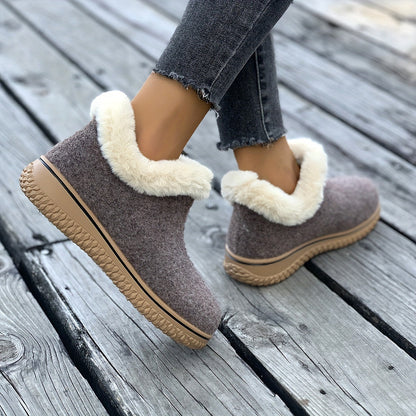 Thick-soled short-tube slip-on cotton shoes