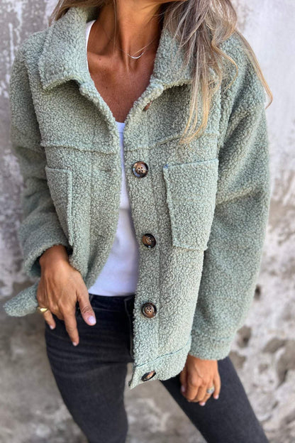 Single-breasted lamb wool lapel coat