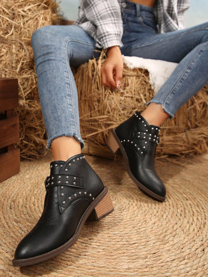 Austrian Alpine studded low block heel Chelsea boots