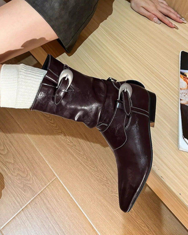 Downtown Edge Metal buckle mid-calf boots