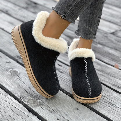 Thick-soled short-tube slip-on cotton shoes