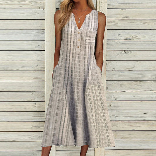 "Ella Chic" – Elegant khaki linen maxi dress