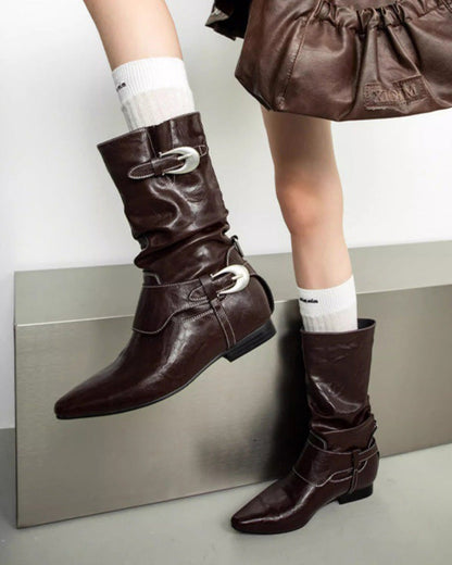 Downtown Edge Metal buckle mid-calf boots
