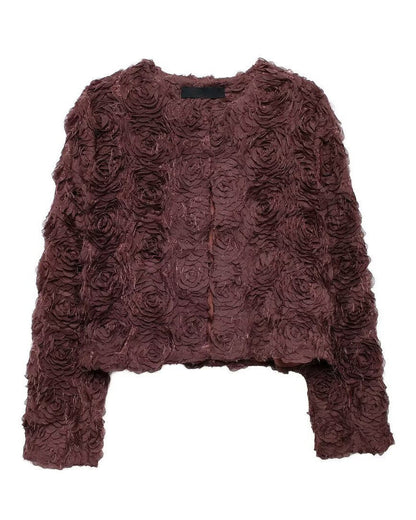 Spring Garden Round Neck Floral Cropped Jacket