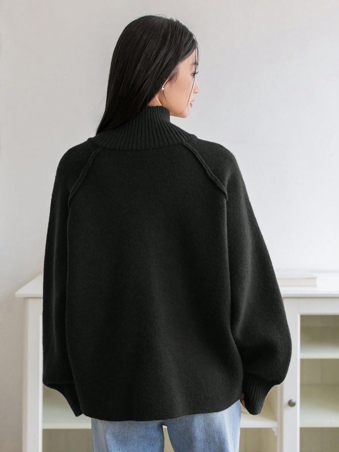 Cozy solid color stand collar zipper knitted cardigan top