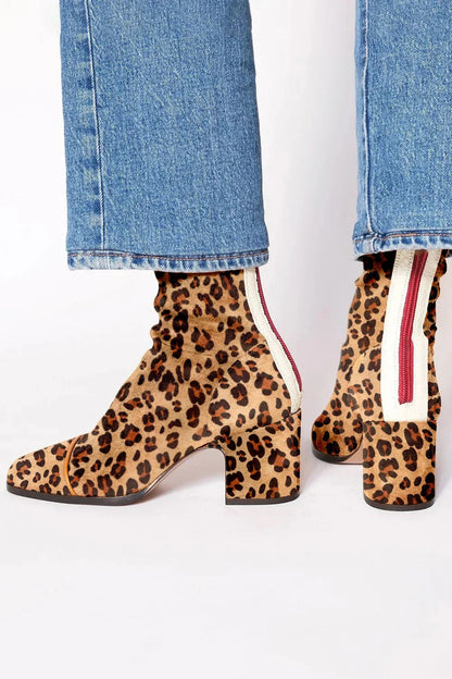 Modern Maverick Square toe colorblock mid-heeled boots