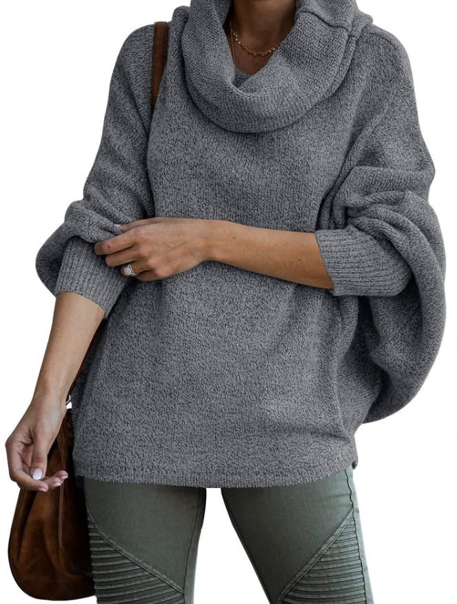 Solid color lantern loose long sleeve pullover sweater