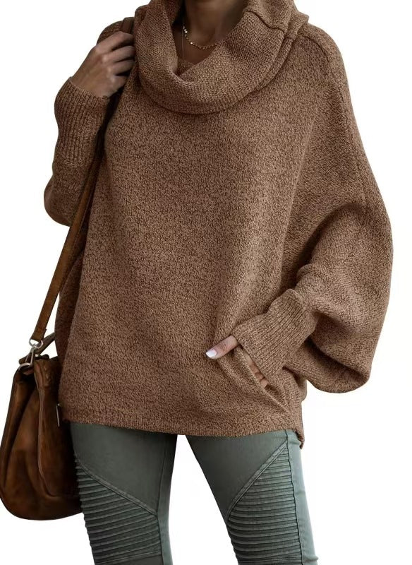 Solid color lantern loose long sleeve pullover sweater