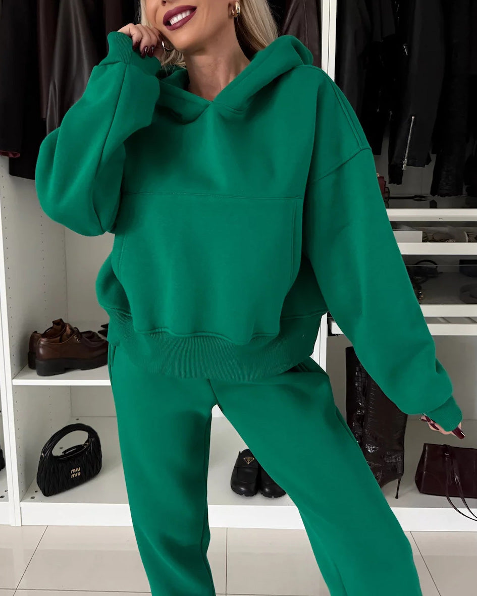 Coffee Run Hooded sweatshirt and cropped pants two-piece set