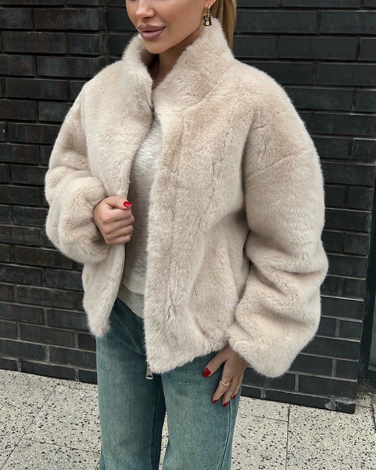 Transylvania Fall Stand collar short plush coat