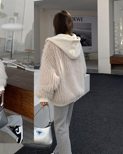 Hooded Loose Faux Fox Fur Jacket