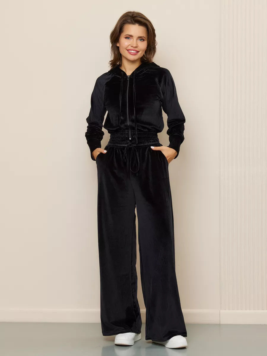 Street Minimalism Fleece hooded sweatshirt and sweatpants two-piece set