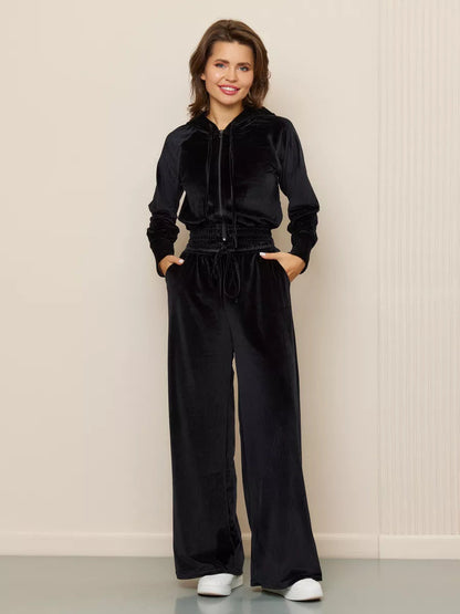 Street Minimalism Fleece hooded sweatshirt and sweatpants two-piece set