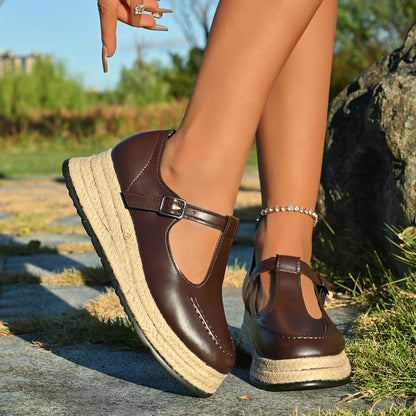 Wedge Espadrilles Mary Jane Platform Shoes
