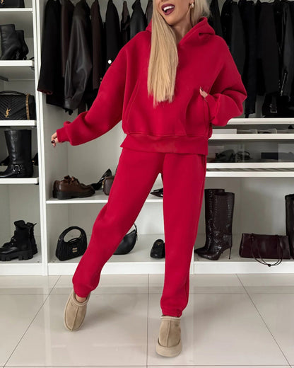 Coffee Run Hooded sweatshirt and cropped pants two-piece set