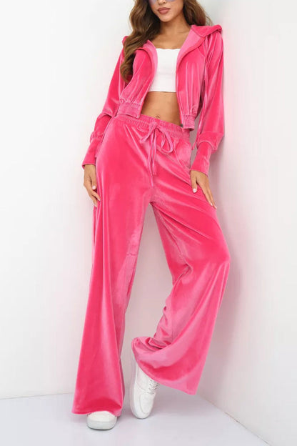 Street Minimalism Fleece hooded sweatshirt and sweatpants two-piece set