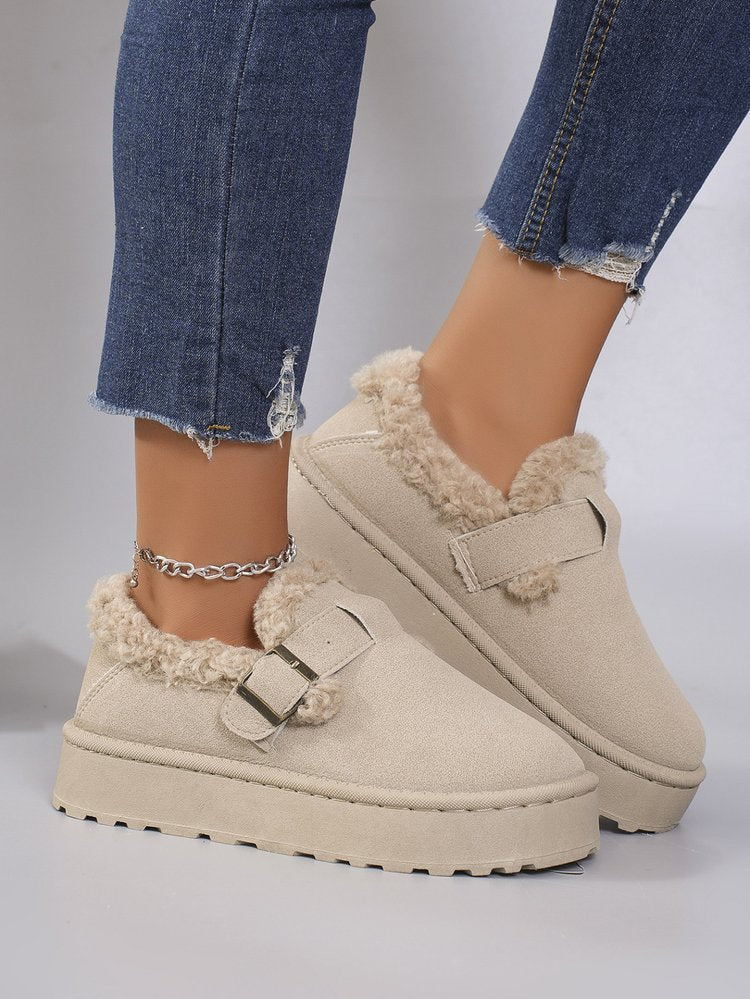 Round toe thick-soled short plush snow boots