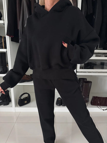 Coffee Run Hooded sweatshirt and cropped pants two-piece set